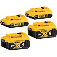 DEWALT 20V MAX Battery, 2 Ah and 4 Ah, 4-Pack, Fuel Gauge LED Charge Indicators(DCB324-4)
