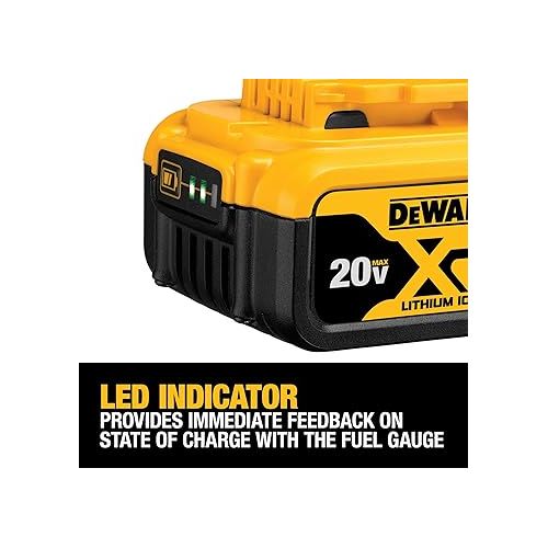  DEWALT 20V MAX Lithium Ion Battery, 2 Ah and 4 Ah, 4-Pack, Fuel Gauge LED Charge Indicators (DCB324-4)