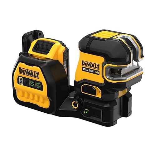  DEWALT 20V/12V MAX Laser Level, Cross Line Laser and 5 Spot Laser, Green, Bare Tool Only (DCLE34520GB)