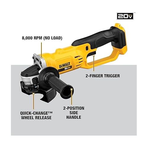  DEWALT DCG412B 20V MAX* Lithium Ion 4-1/2” grinder (Tool Only)