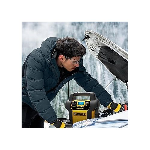  DEWALT DXAEJ14-Type2 Digital Portable Power Station Jump Starter - 1600 Peak Amps with 120 PSI Compressor, AC Charging Cube, 15W USB-A and 25W USB-C power for Electronic Devices