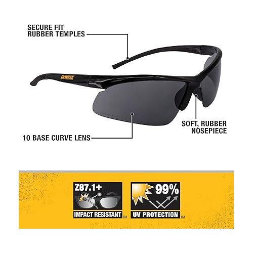  DEWALT DPG51-2C Radius Smoke 10 Base Curve Lens Protective Safety Glasses