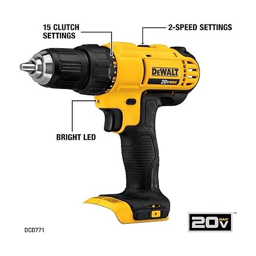  DEWALT 20V MAX Power Tool Combo Kit, 4-Tool Cordless Power Tool Set with Battery and Charger (DCK551D1M1)