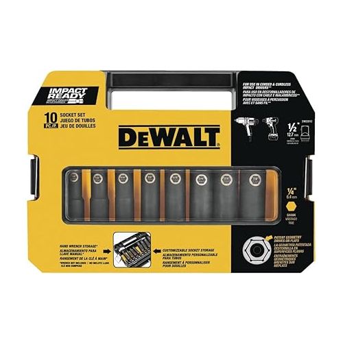  DEWALT Impact Socket Set, SAE, 1/2-Inch, 10-Piece (DW22812)