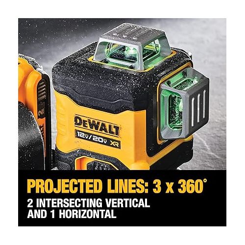  DEWALT 20V/12V MAX Laser Level Kit, 3 x 360, Green (DCLE34030G)