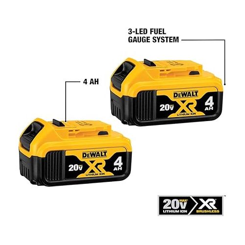  DEWALT 20V MAX 4 Ah Lithium Ion Battery 2-Pack (DCB204-2)