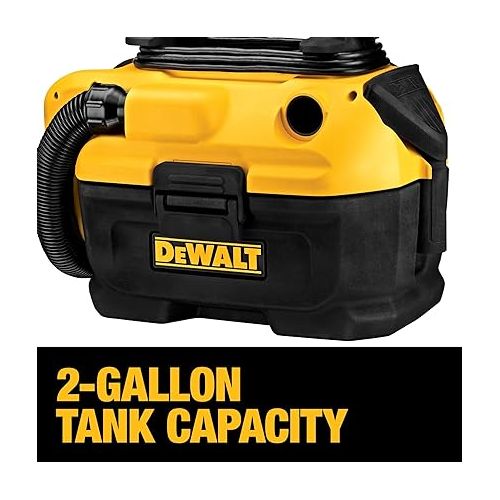  DEWALT 20V MAX Wet/Dry Vacuum, Cordless and Corded, Versatile Power Source, Portable Shop Vacuum, Tool Only (DCV581H)