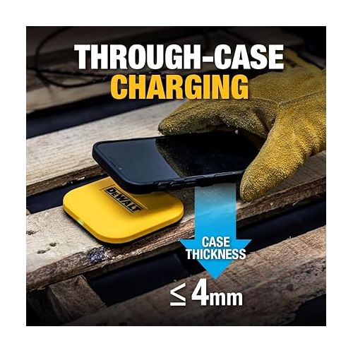  DEWALT Fast Wireless Charging Pad ? Type C Cable and AC Adapter Included ? 10W Max Qi Wireless Charger iPhone 14/13/12 Samsung Android ? Wireless Phone Charger Mat