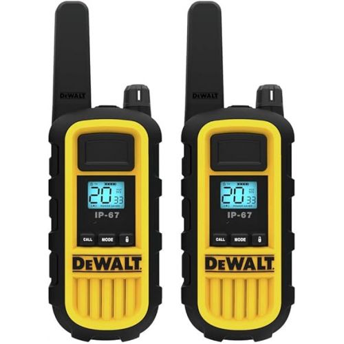  DEWALT DXFRS800 2 Watt Heavy Duty Walkie Talkies - Waterproof, Shock Resistant, Long Range & Rechargeable Two-Way Radio with VOX (2 Pack)