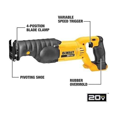  DEWALT 20V MAX Power Tool Combo Kit, 4-Tool Cordless Power Tool Set with Battery and Charger (DCK445D1M1)