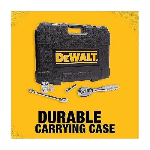  DEWALT Mechanics Tool Set, SAE and Metric, 1/2, 1/4, 3/8 Drive Sizes, 192-Piece (DWMT75049)