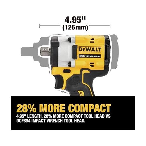  DEWALT ATOMIC 20V MAX* 1/2 in. Cordless Impact Wrench with Detent Pin Anvil (Tool Only) (DCF922B)