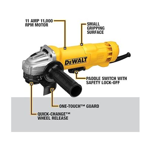 DEWALT Angle Grinder, 4-1/2-Inch, 11-Amp, 11,000 RPM, With Dust Ejection System, Corded (DWE402W)