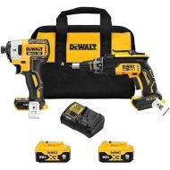 DEWALT 20V MAX XR Drywall Screw Gun and Impact Driver, Power Tool Combo Kit, 2 Batteries and Charger Included (DCK268P2)