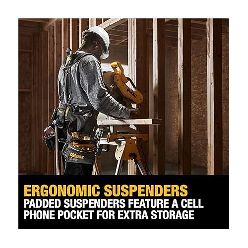  DEWALT Professional Tool Belt Organizer With Suspenders and 25 Pockets, Heavy Duty Construction (DWST540602)