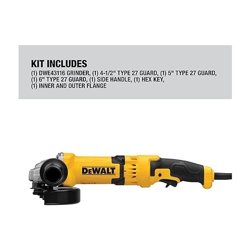  DEWALT Angle Grinder Tool, 4-1/2-Inch to 5-Inch, Trigger Switch (DWE43116)