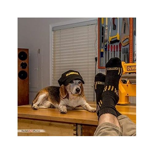  DEWALT Men's Crew Socks & Ball Cap Set - 3 Pairs | Cotton Boot Socks for Men, Premium Warm Socks with Bonus Hat, Winter Socks with Moisture-Wicking, Perfect for Everyday Wear (Size 10-13)