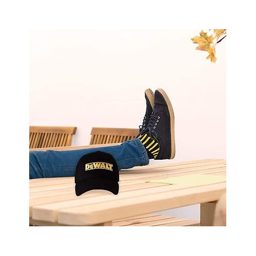  DEWALT Men's Crew Socks & Ball Cap Set - 3 Pairs | Cotton Boot Socks for Men, Premium Warm Socks with Bonus Hat, Winter Socks with Moisture-Wicking, Perfect for Everyday Wear (Size 10-13)