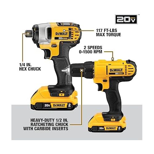  DEWALT 20V MAX Power Tool Combo Kit, 10-Tool Cordless Power Tool Set with 2 Batteries and Charger (DCK1020D2)