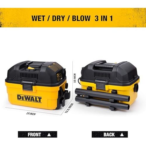  DEWALT DXV04T Portable 4 Gallon Wet/Dry Vacuum, Yellow