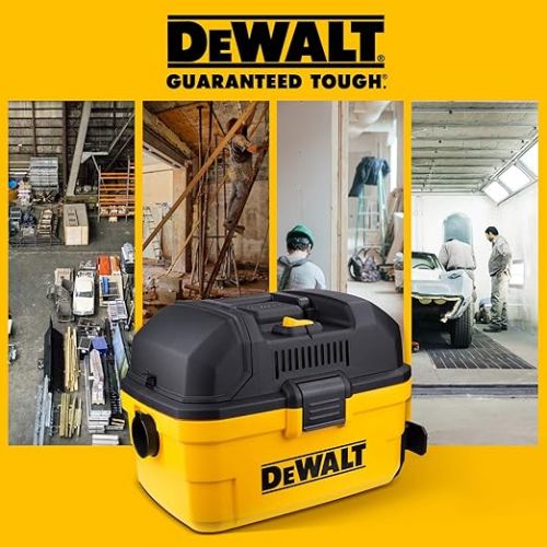  DEWALT DXV04T Portable 4 Gallon Wet/Dry Vacuum, Yellow