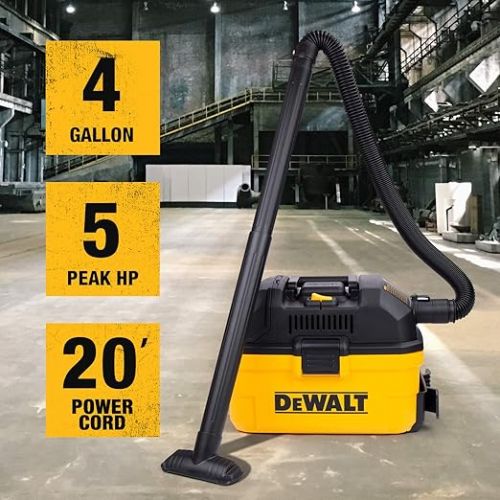  DEWALT DXV04T Portable 4 gallon Wet/Dry Vacuum, Yellow