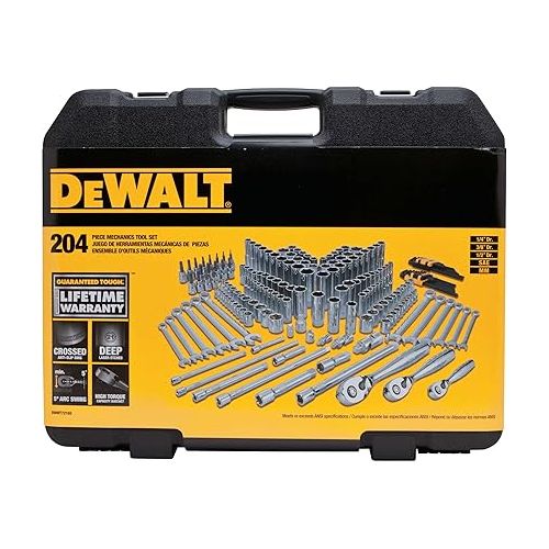  DEWALT Mechanics Tools Kit and Socket Set, 204-Piece, 1/4