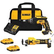 DEWALT 20V MAX XR Brushless Drywall Screw Gun and Cut-Out Tool Combo Kit with 2 Batteries and Charger Included (DCK265D2)