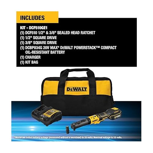  DEWALT 20V MAX XR Cordless Ratchet Set, 3/8