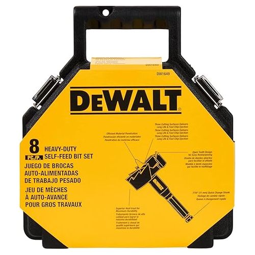  DEWALT Drill Bit, Self Feed, 8-Piece Kit (DW1649)