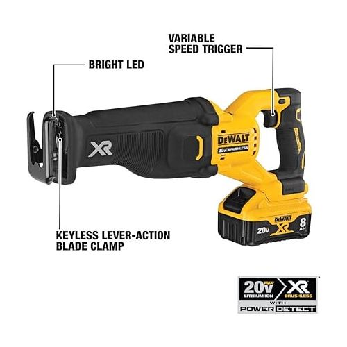  DEWALT 20V MAX XR Reciprocating Saw with Power Detect, Tool Only (DCS368B)