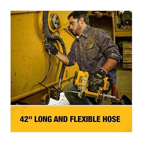  DEWALT 20V MAX Grease Gun Kit, Cordless, 42” Long Hose, 10,000 PSI, Variable Speed Triggers, Battery and Charger Included (DCGG571M1)