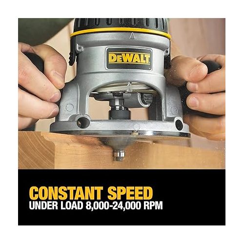  DEWALT Router, Fixed and Plunge Base Kit, Soft Start, 12-Amp, 24,000 RPM, Variable Speed Trigger, Corded (DW618PKB)