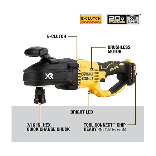  DEWALT 20V MAX XR Brushless Cordless 7/16 in. Compact Stud and Joist Drill with POWER DETECT, Bare Tool Only (DCD443B)