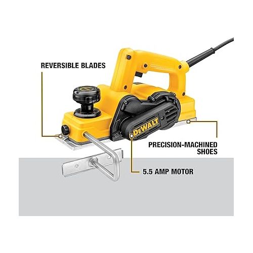  DEWALT Hand Planer Kit, 5.5-Amp, 3-1/4-Inch (D26677K)