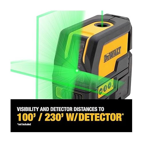  DEWALT Laser Level, Cross Line and Spot Laser, Green (DW0822CG)