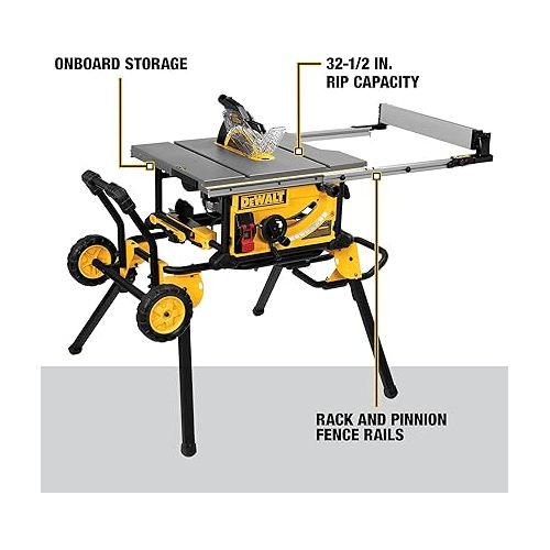  DEWALT (DWE7491RS) 10-Inch Table Saw, 32-1/2-Inch Rip Capacity, Yellow/Black/Silver