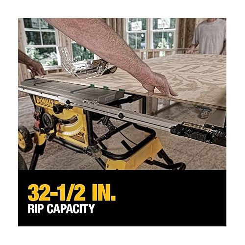  DEWALT (DWE7491RS) 10-Inch Table Saw, 32-1/2-Inch Rip Capacity, Yellow/Black/Silver