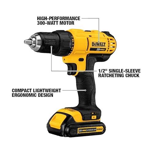  DEWALT 20V MAX Power Tool Combo Kit, 4-Tool Cordless Power Tool Set with 2 Batteries and Charger (DCK444C2)