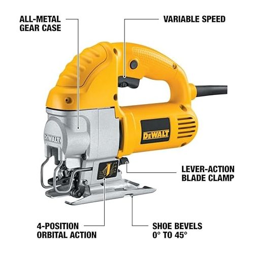  DEWALT Jig Saw, Top Handle, 5.5-Amp, Corded (DW317K) , Yellow