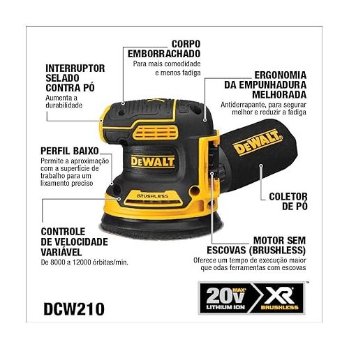  DEWALT 20V MAX Orbital Sander, Tool Only with 20V MAX Battery Pack with Charger, 3-Ah (DCW210B & DCB230C)
