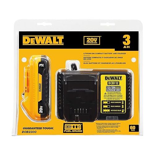  DEWALT 20V MAX Orbital Sander, Tool Only with 20V MAX Battery Pack with Charger, 3-Ah (DCW210B & DCB230C)