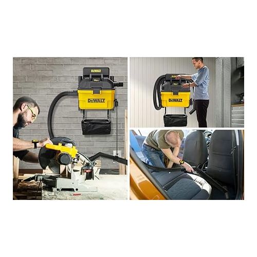  DEWALT Portable 6 Gallon 5 Horsepower Wall-Mounted Garage Wet Dry Vacuum Cleaner DXV06G