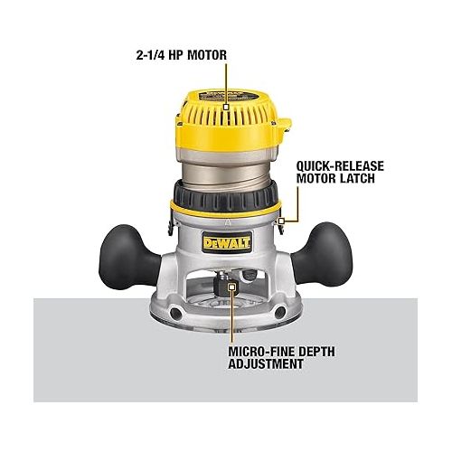  DEWALT Router, Fixed Base, 12-Amp, 24,000 RPM Variable Speed Trigger, 2-1/4HP, Corded (DW618)