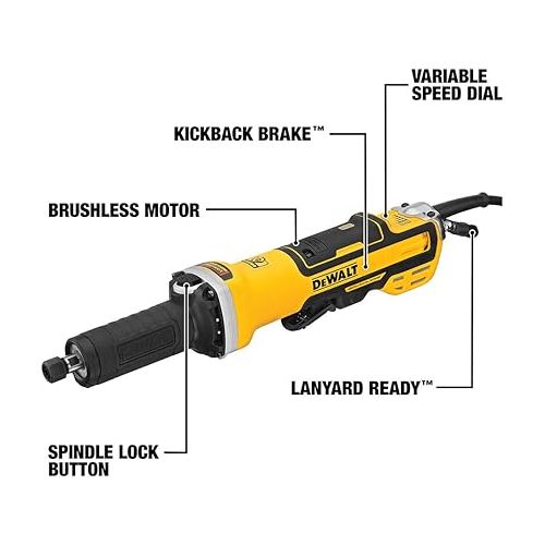  DEWALT Die Grinder with No Lock-On, Brushless, Variable Speed, Paddle Switch, 2-Inch (DWE4997NVS)