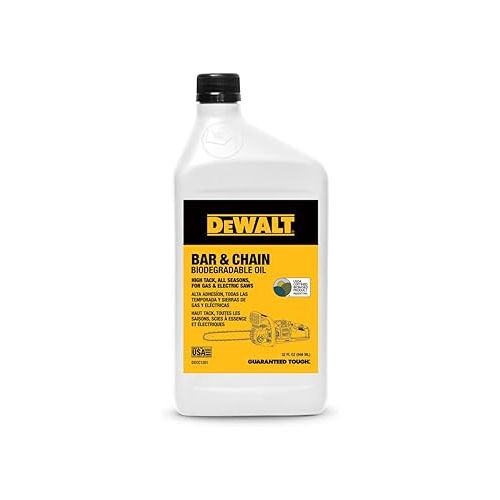  DEWALT Biodegradable Chainsaw Oil - High Performance, Non Toxic Professional Lubricant - Green, Eco-Friendly, Ultraclean, All Season Bar & Chain Lube, 32 oz
