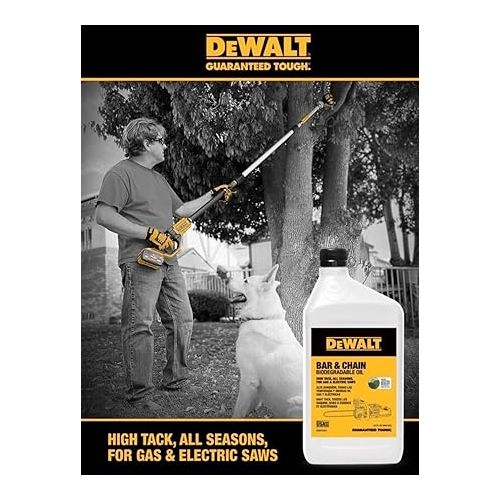  DEWALT Biodegradable Chainsaw Oil - High Performance, Non Toxic Professional Lubricant - Green, Eco-Friendly, Ultraclean, All Season Bar & Chain Lube, 32 oz