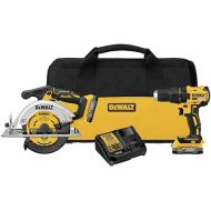 DEWALT 20V MAX* Brushless Cordless Circular Saw and Drill Combo Kit with DEWALT POWERSTACK™ Compact Batteries (DCK239E2)