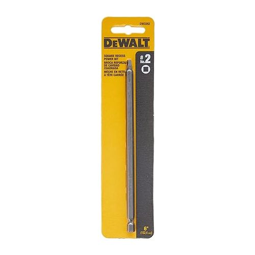  DEWALT DW2262 #2 Square Recess 6-Inch Power Bit,Grey, 1 Count (Pack of 1)