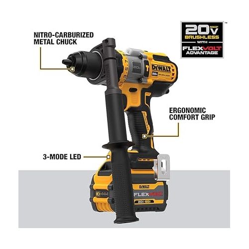  DEWALT DCK2100D1T1 20V MAX* Brushless Cordless 2-Tool Kit Including Hammer Drill/Driver with FLEXVOLT ADVANTAGE™